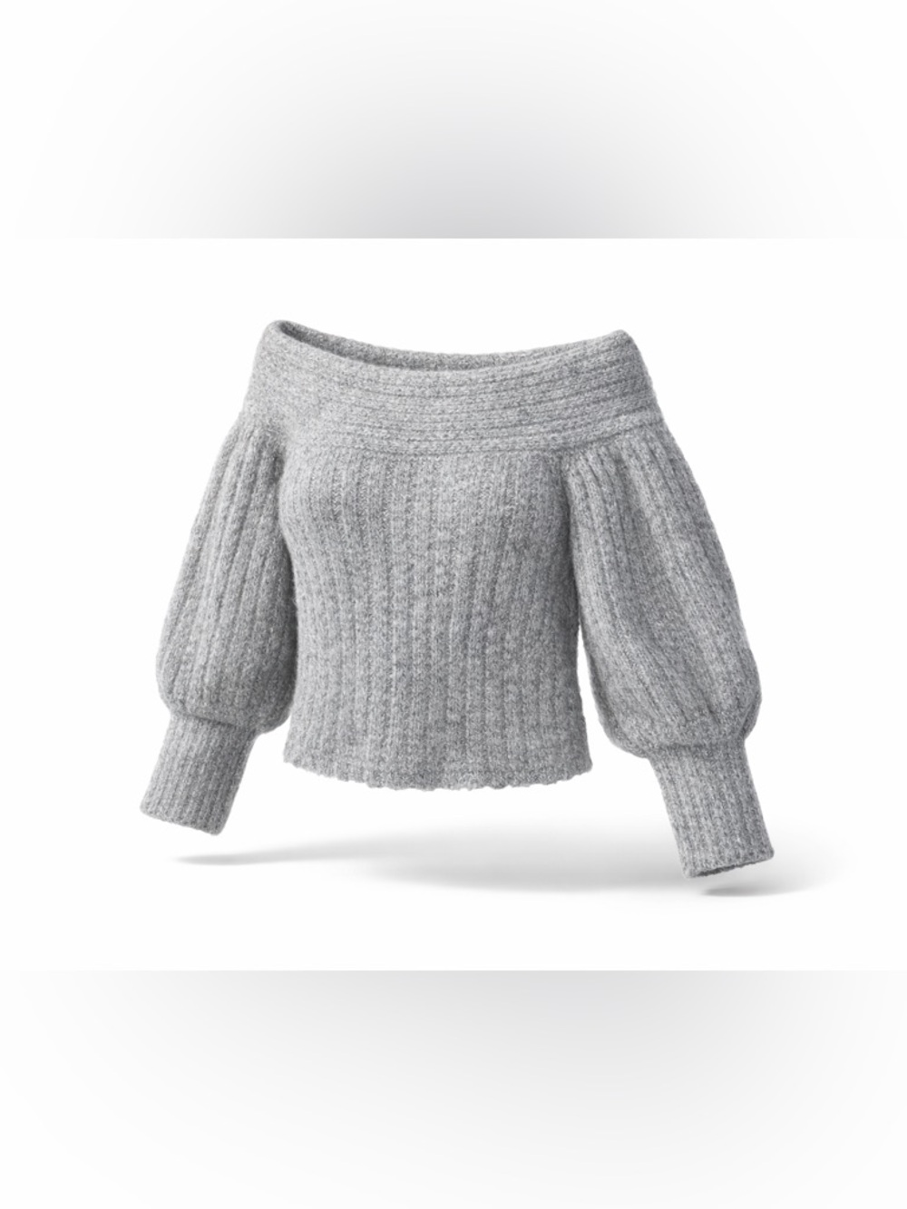New with Tag! Pilcro Anthropologie Off-Shoulder Soft Knit Sweater Light Gray L